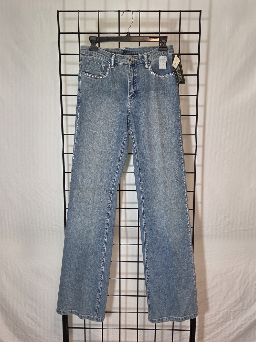 Christine Alexander Light Blue Denim Jeans with Gold Logo Accent